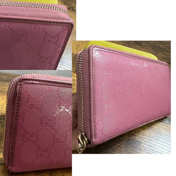 Authentic GUCCI GG Pink Leather Zip-Around Wallet - Gently Used - Picture 4 of 6